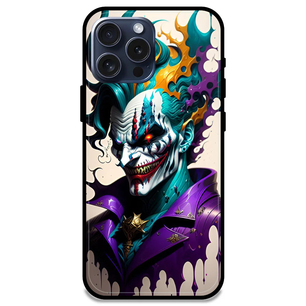 Devilish Joker - Glossy Metal Silicone Case For Apple iPhone Models- Apple iPhone 15 pro