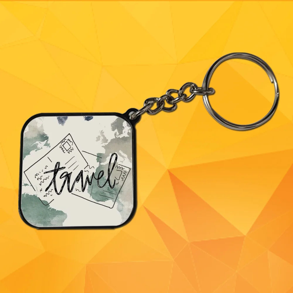 Travel - A Combo Of 4 Black Border Keychains