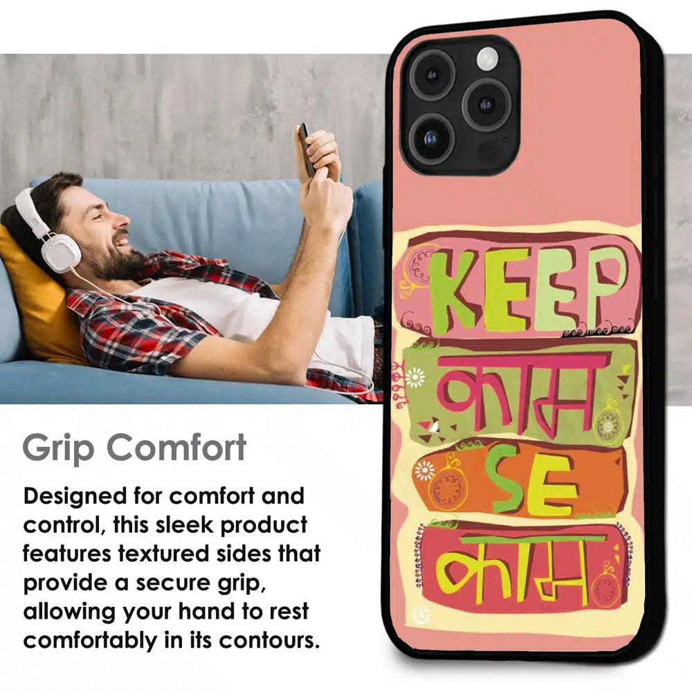 Keep Calm Hindi Quote - Glossy Metal Silicone Case For Apple iPhone Infographic