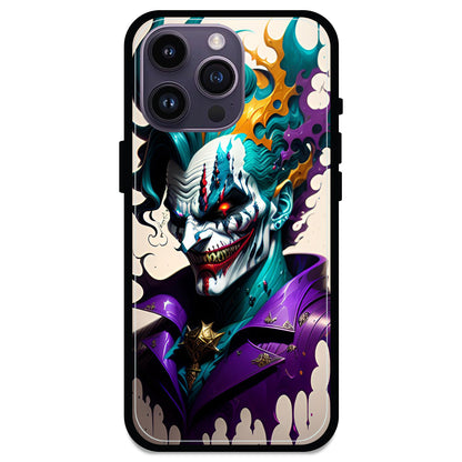 Devilish Joker - Glossy Metal Silicone Case For Apple iPhone Models- Apple iPhone 14 pro max