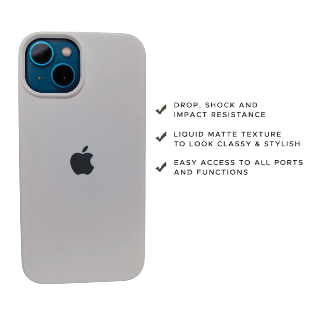 White Liquid Silicone Case For Apple iPhone Models Infographic