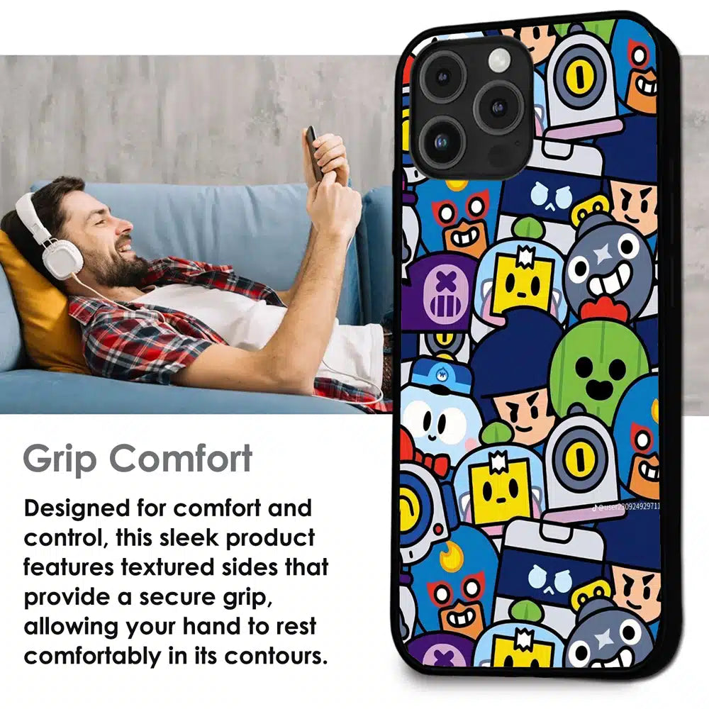 Cartoon Gamer Chaos - Glossy Metal Silicone Case For Apple iPhone Infographic