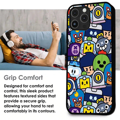 Cartoon Gamer Chaos - Glossy Metal Silicone Case For Apple iPhone Infographic