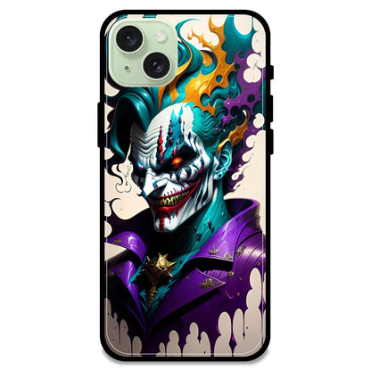 Devilish Joker - Glossy Metal Silicone Case For Apple iPhone Models- Apple iPhone 15 Plus