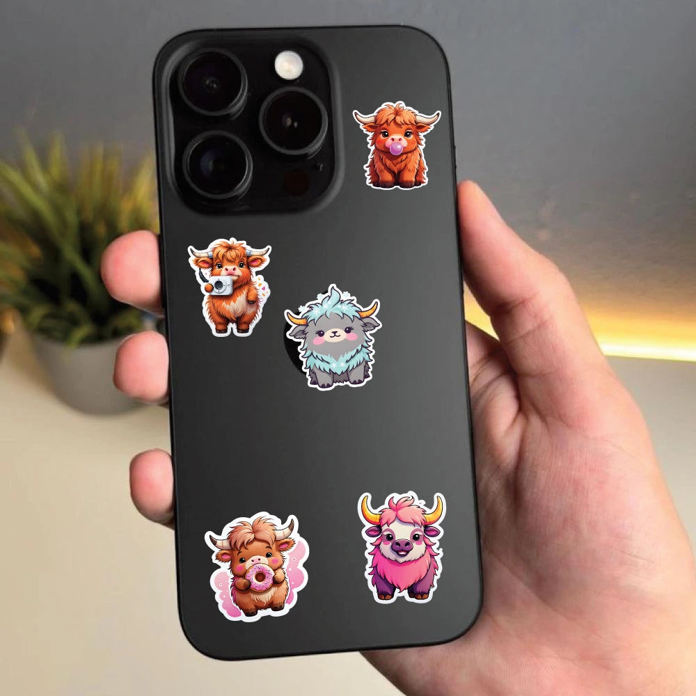 Highland Cow – 40 Waterproof Aesthetic Stickers for Phone Cases, Clear Covers, Journals, Scrapbooks & More Infographic