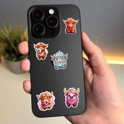 Highland Cow – 40 Waterproof Aesthetic Stickers for Phone Cases, Clear Covers, Journals, Scrapbooks & More Infographic