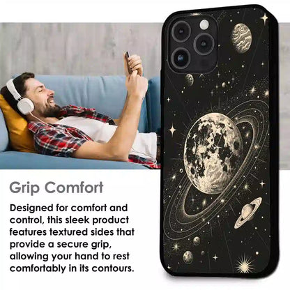 Celestial Planet Orbit - Glossy Metal Silicone Case For Apple iPhone Infographic