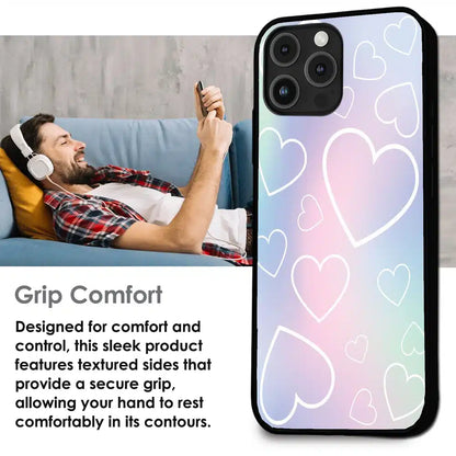 Pastel Heart Dream - Glossy Metal Silicone Case For Apple iPhone Infographic