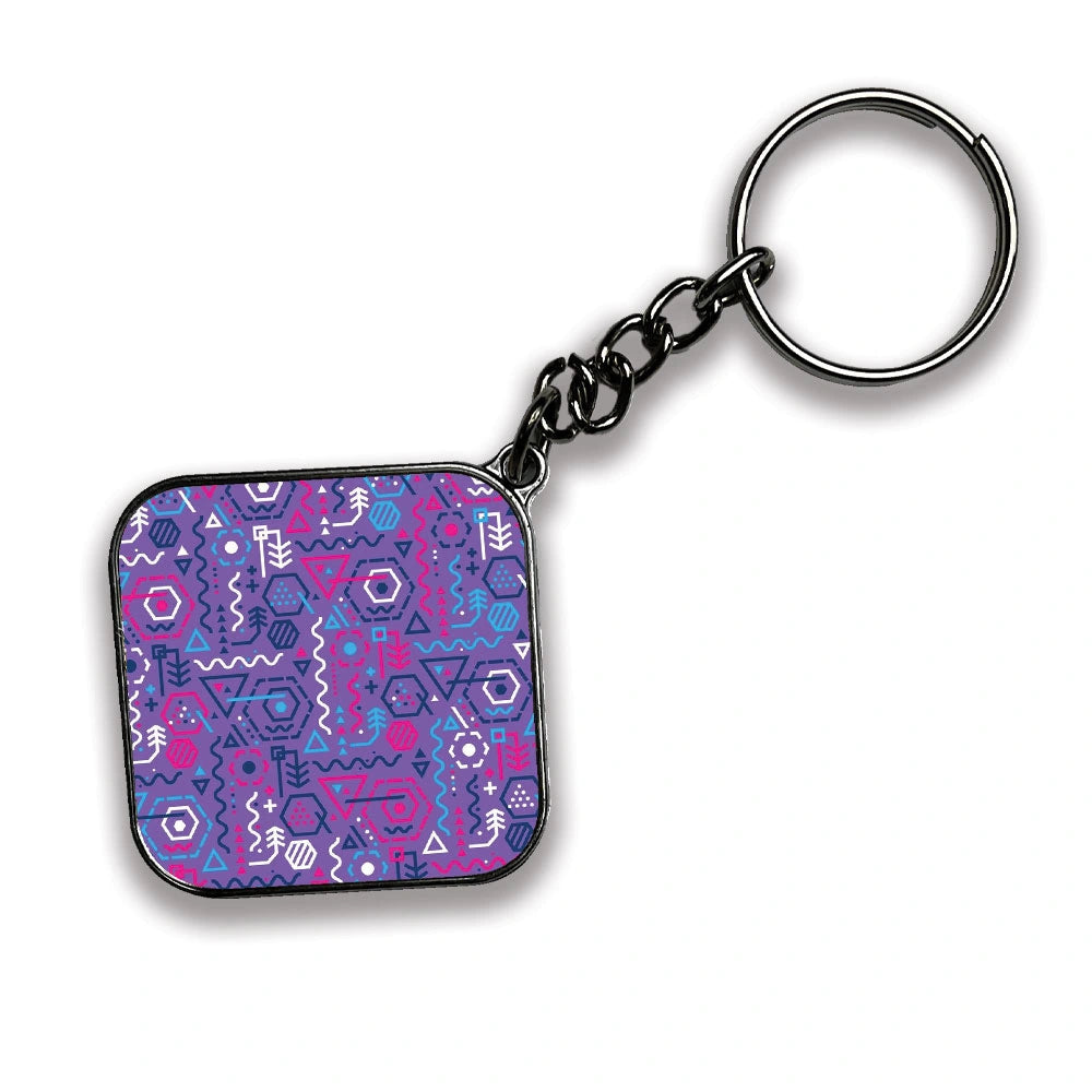 Geometric - A Combo Of 4 Silver Border Keychains