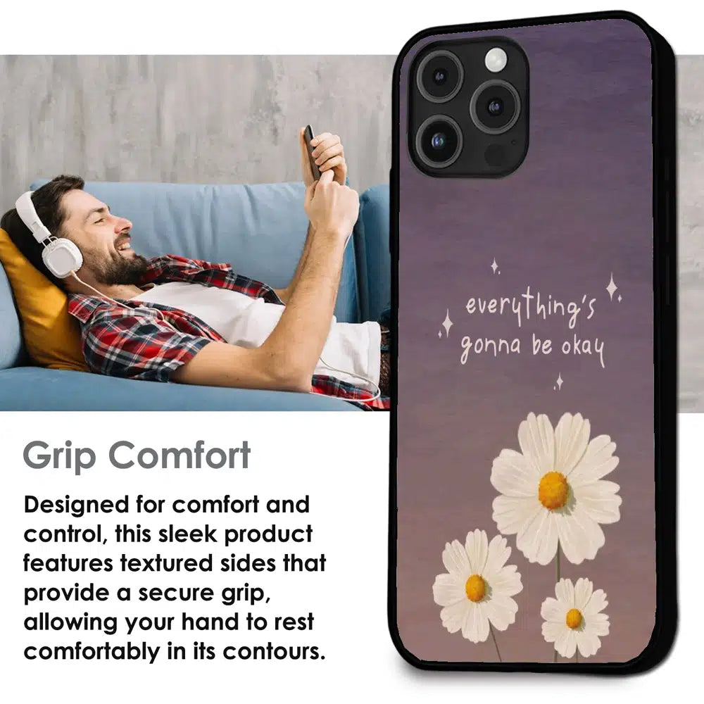 Everything’s Gonna Be Okay Daisy - Glossy Metal Silicone Case For Apple iPhone Infographic