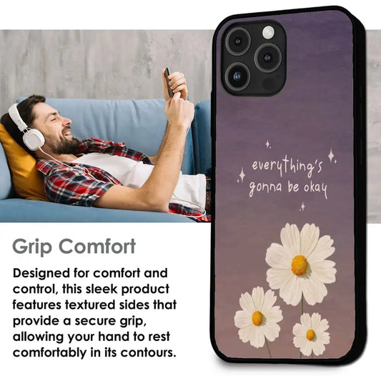Everything’s Gonna Be Okay Daisy - Glossy Metal Silicone Case For Apple iPhone Infographic