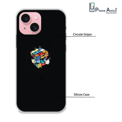Rainbow Cube - Silicone Grip Case For Apple iPhone Models iPhone 15 infographic
