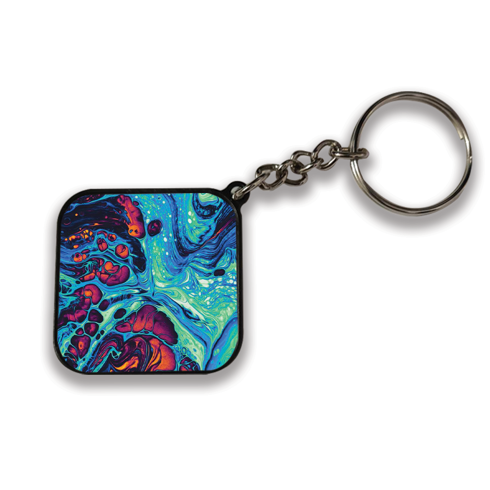 Blue And Orange Swirl - Keychain square