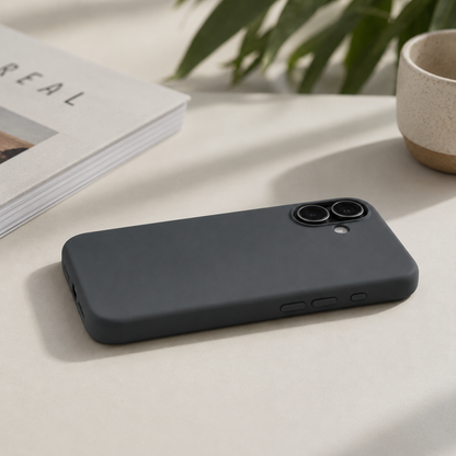 Black Liquid Silicone Case For Apple iPhone Models