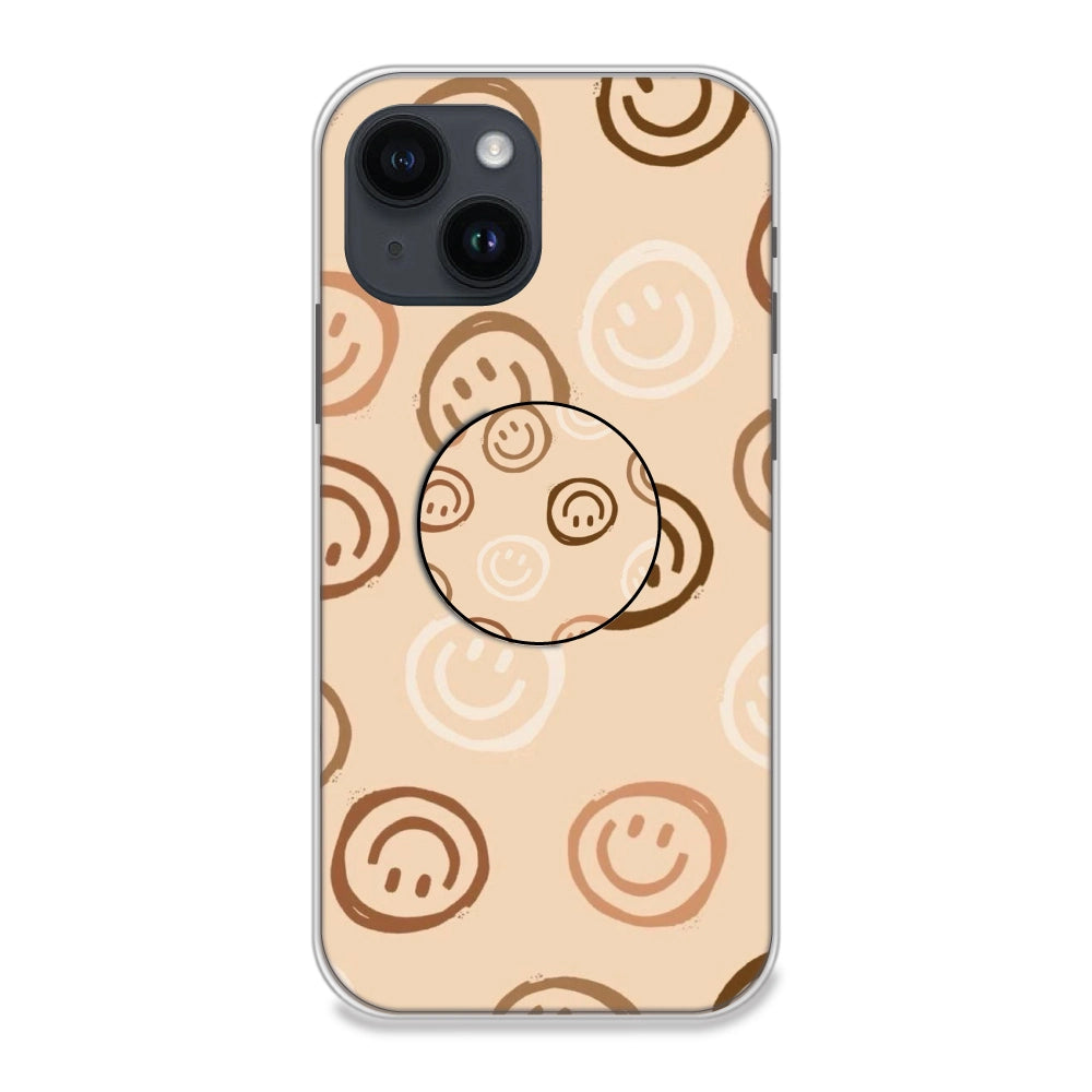 Brown Smilies - Silicone Grip Case For Apple iPhone Models iPhone 13