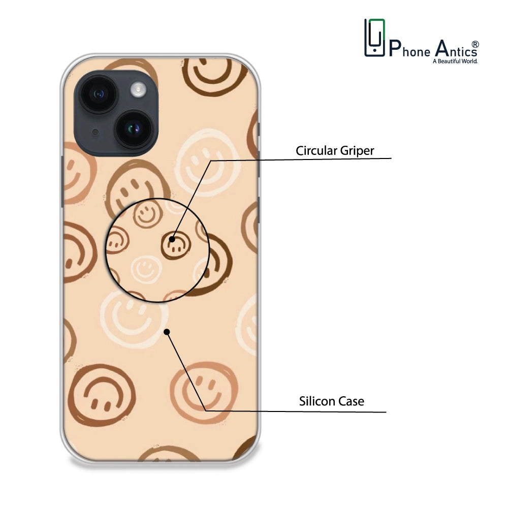 Brown Smilies - Silicone Grip Case For Apple iPhone Models iPhone 14 infographic