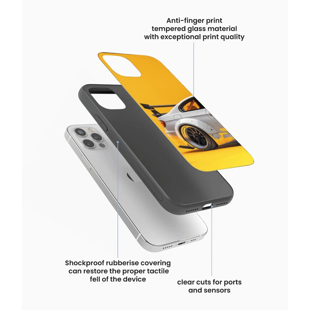Sport Car Yellow Background - Glass Case For Apple iPhone Infographic