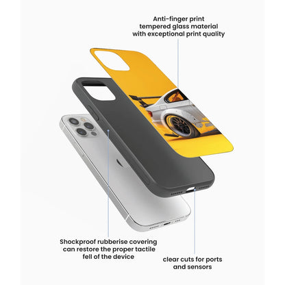 Sport Car Yellow Background - Glass Case For Apple iPhone Infographic