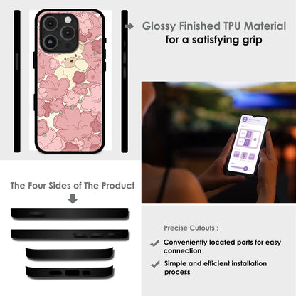 Blush Teddy Floral - Glossy Metal Silicone Case For Apple iPhone Infographic