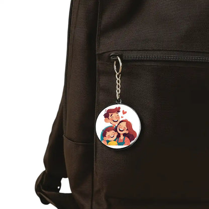Customize Your Own Keychain – Personalized Double-Sided Printed Keychain Circle Silver Infographic