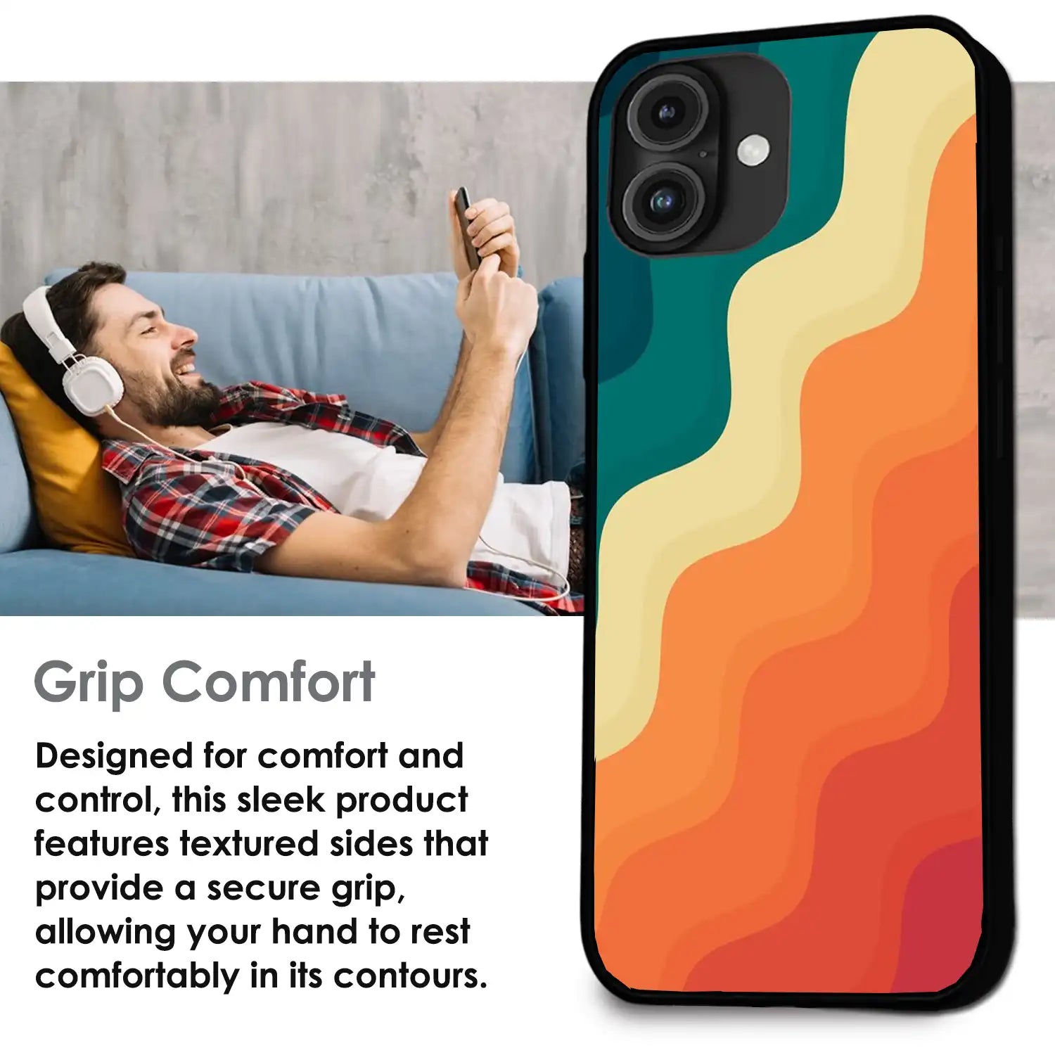 'Retro Waves - Glossy Metal Silicone Case For Apple iPhone Infographic