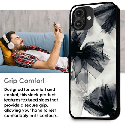 'Satin Bows - Glossy Metal Silicone Case For Apple iPhone Infographic