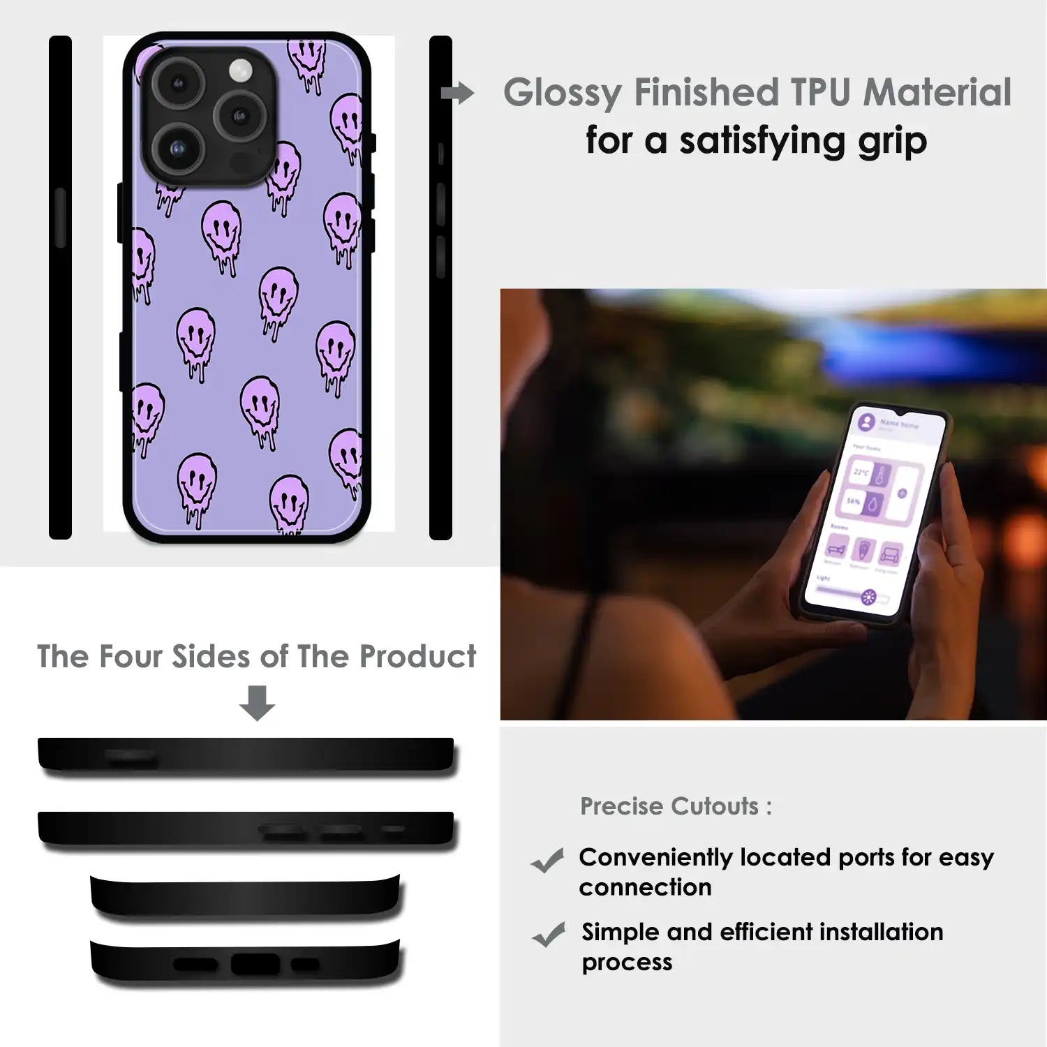 Funny Ghost - Glossy Metal Silicone Case For Apple iPhone Infographic