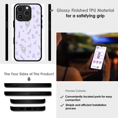 Lavender Floral Ditsy - Glossy Metal Silicone Case For Apple iPhone Infographic