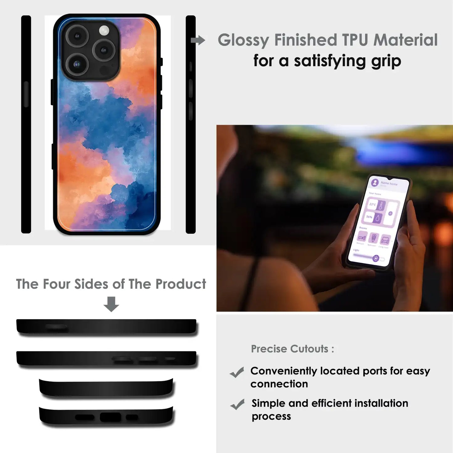 Abstract Pastel Cloud Geometry - Glossy Metal Silicone Case For Apple iPhone Infographic