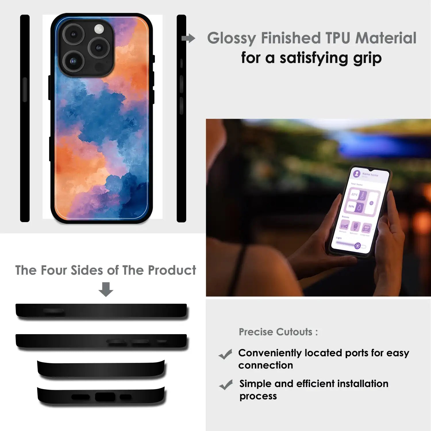 Abstract Pastel Cloud Geometry - Glossy Metal Silicone Case For Apple iPhone Infographic