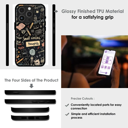 Thought Doodle Noir - Glossy Metal Silicone Case For Apple iPhone Infographic