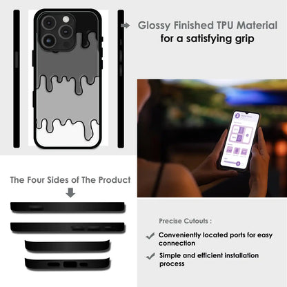 Smoky Drip Abstract - Glossy Metal Silicone Case For Apple iPhone Infographic