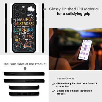 Motivational Quote Bicycle Art - Glossy Metal Silicone Case For Apple iPhone Infographic