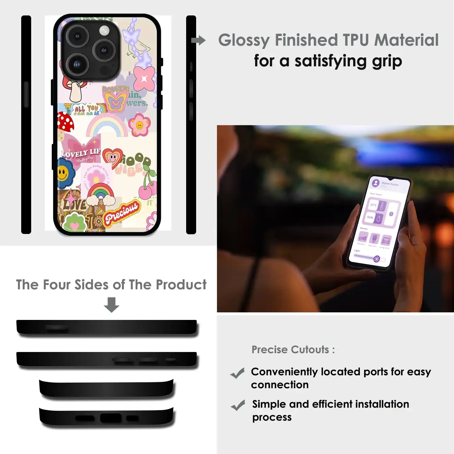Kawaii Sticker Pop - Glossy Metal Silicone Case For Apple iPhone Infographic