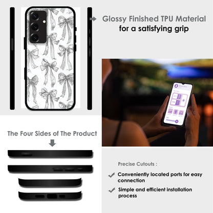 White Bows - Glossy Metal Silicone Cases for Samsung