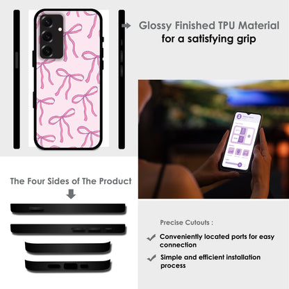 Pink Bows - Glossy Metal Silicone Cases for Samsung