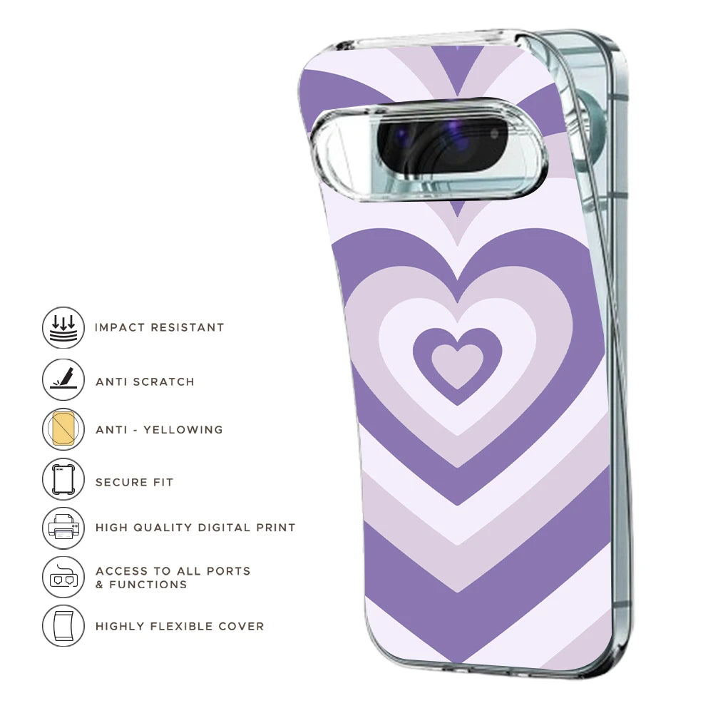 Dark Purple Hearts - Printed Silicone Case For Google Pixel Infographic
