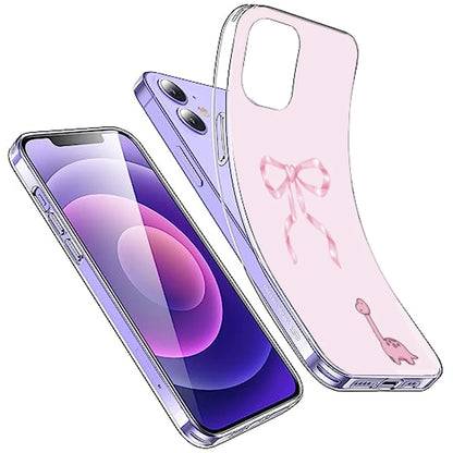 Cute Pink Dino Bow - Printed Silicone Case For Apple iPhone Infographic