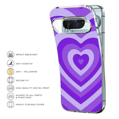 Purple Hearts - Printed Silicone Case For Google Pixel Infographic