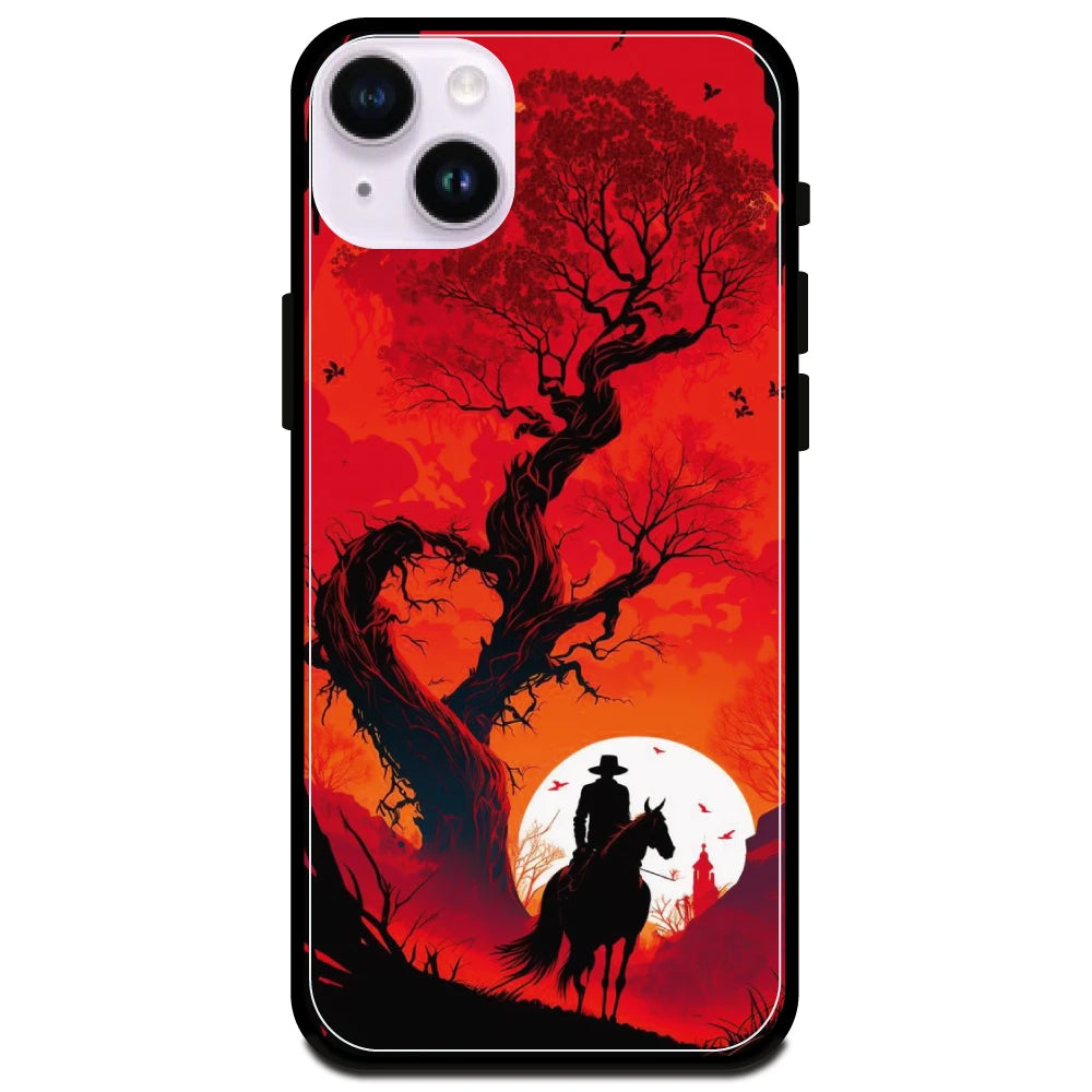 Cowboy & The Sunset  - Glossy Metal Silicone Case For Apple iPhone Models- Apple iPhone 15 Plus