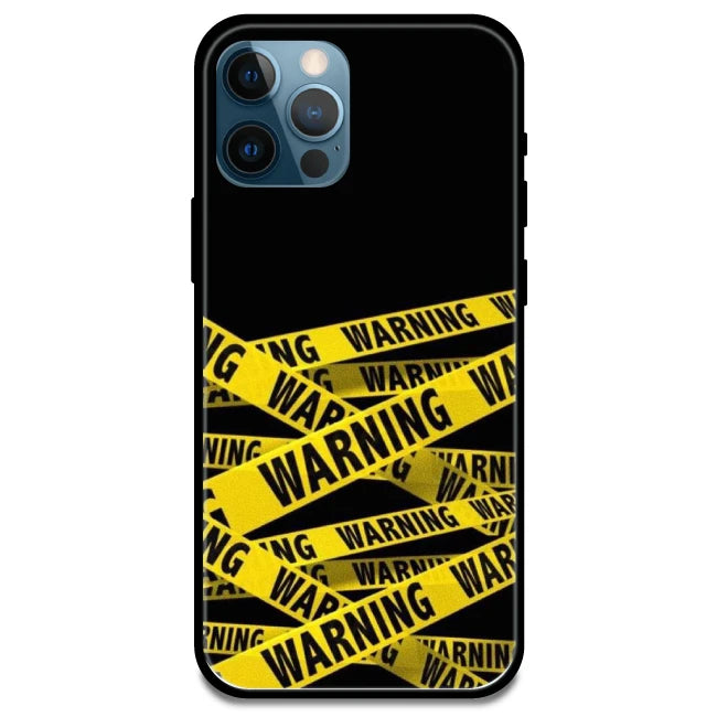 Warning - Glossy Metal Silicone Case For Apple iPhone Models- Apple iPhone 15 Pro