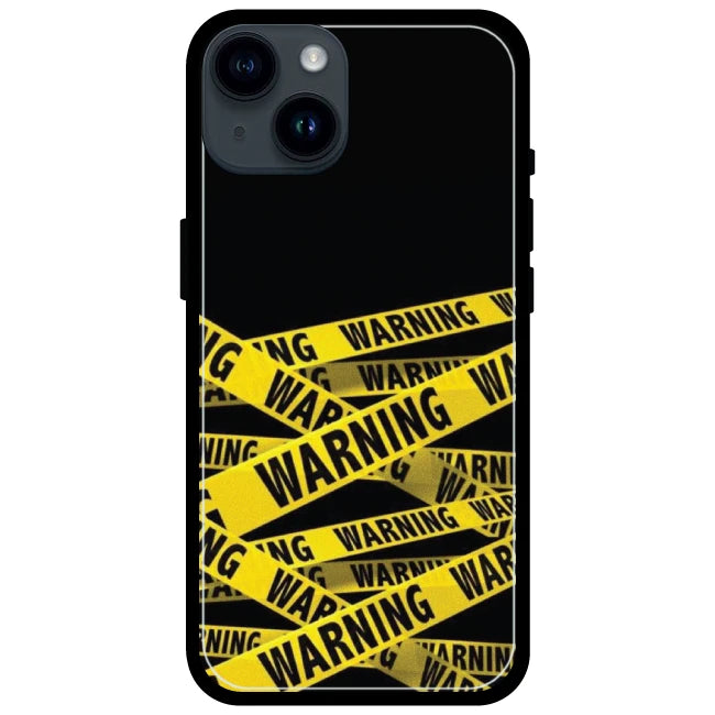 Warning - Glossy Metal Silicone Case For Apple iPhone Models- Apple iPhone 15