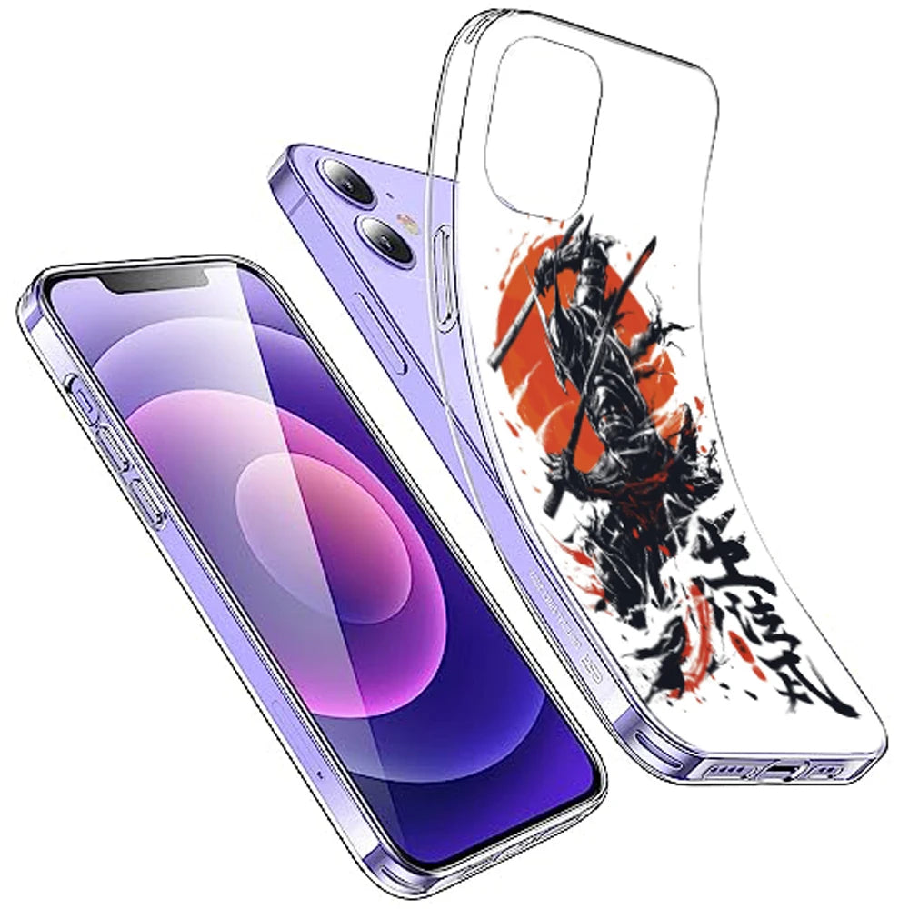 Samurai Warrior Japanese Art - Printed Silicone Case For Apple iPhone Infographic