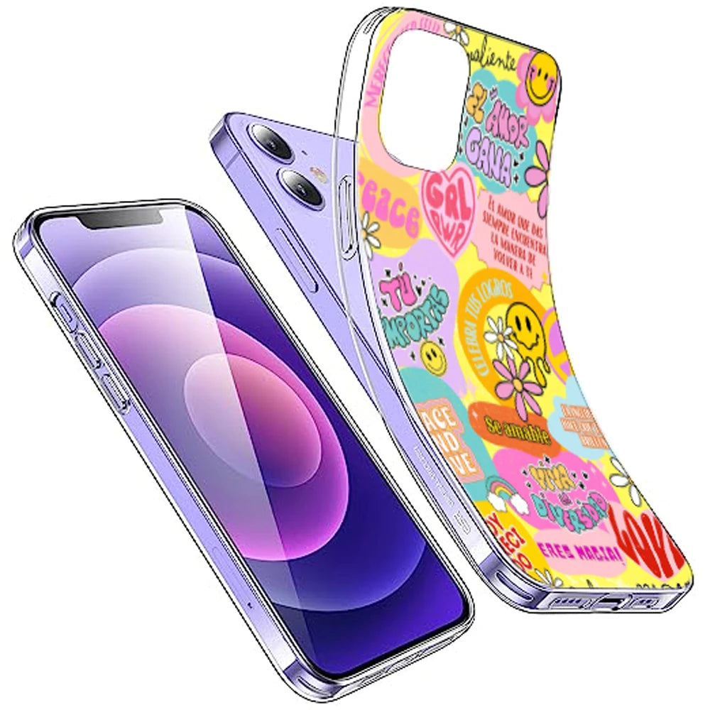 Colorful Amor Positivity Collage - Printed Silicone Case For Apple iPhone Infographic