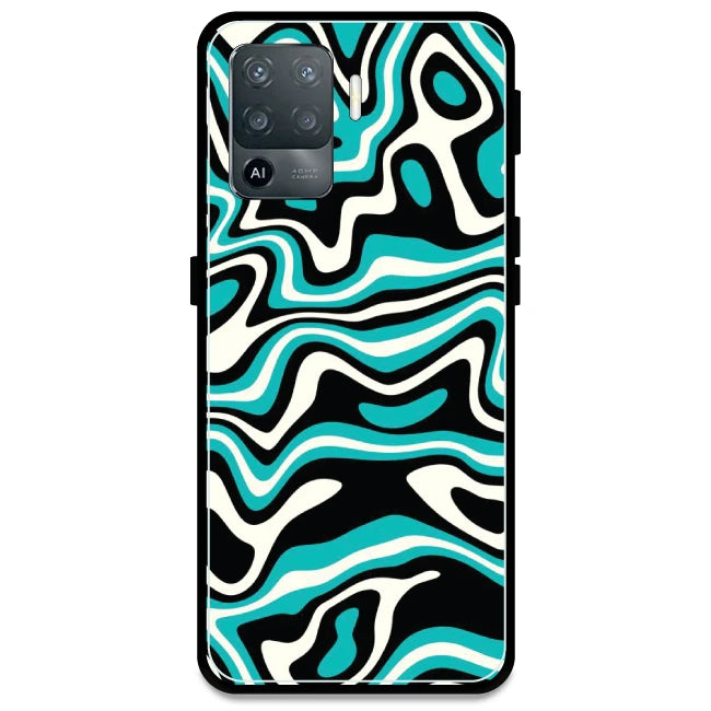 Blue & Black Waves - Armor Case For Oppo Models Oppo F19 Pro