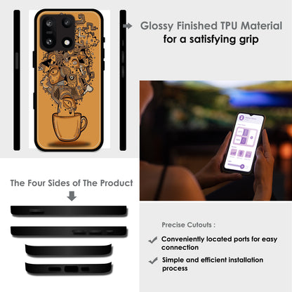 Abstract Coffee Doodle - Glossy Metal Silicone Cases for OnePlus Models