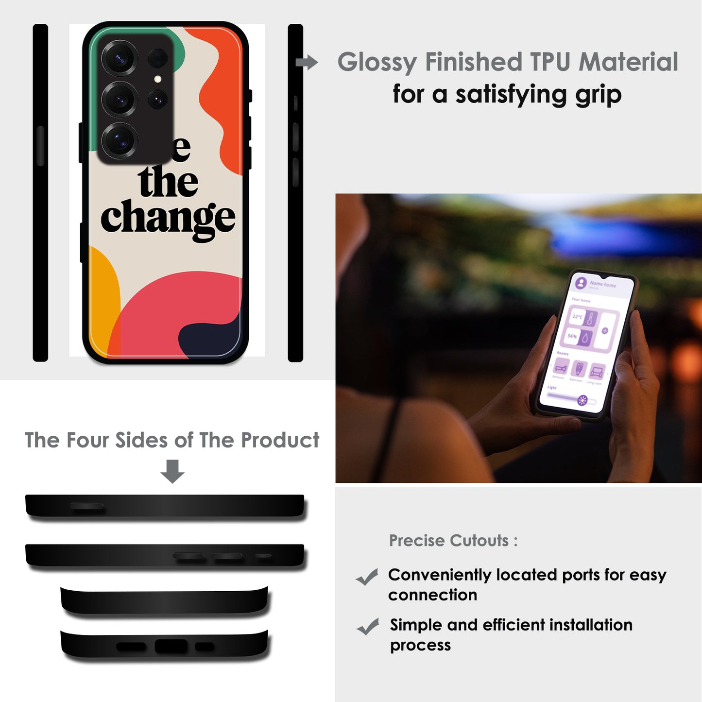 Be the Change - Glossy Metal Silicone Cases for Samsung Models