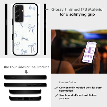 Blue Bows - Glossy Metal Silicone Cases for Samsung