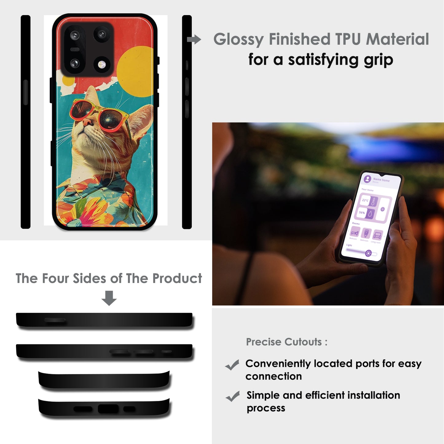 Cool Cat Summer - Glossy Metal Silicone Cases for OnePlus Models