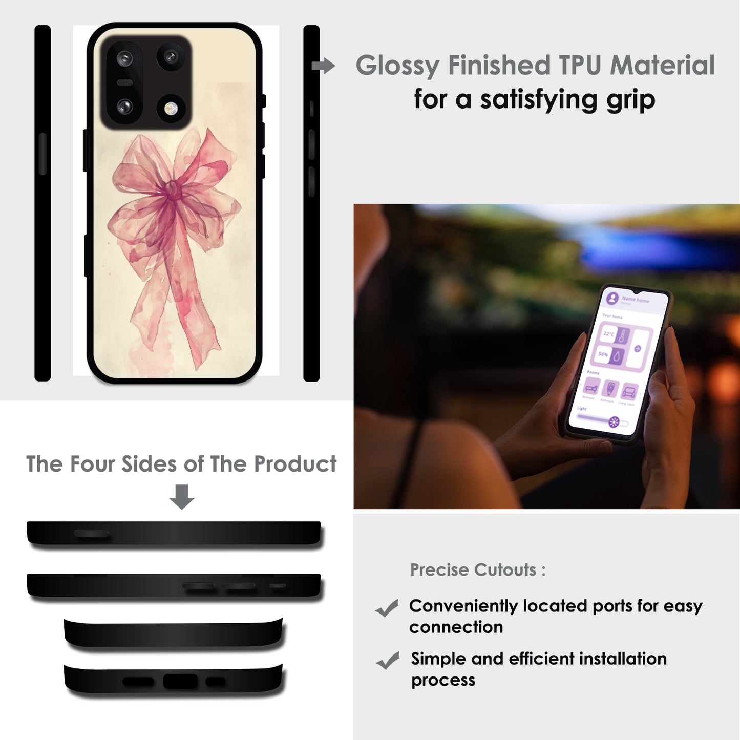 Pretty Pink Bows - Glossy Metal Silicone Cases for Oneplus